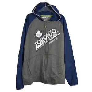 Reebok Toronto Maple Leafs Full  Zip Sweater Sweatshirt Blue Gray Size Large